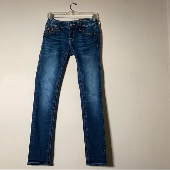 Rock revival Jessica low rise skinny jean sz 26 Embroidered back flap pockets - Picture 5 of 16